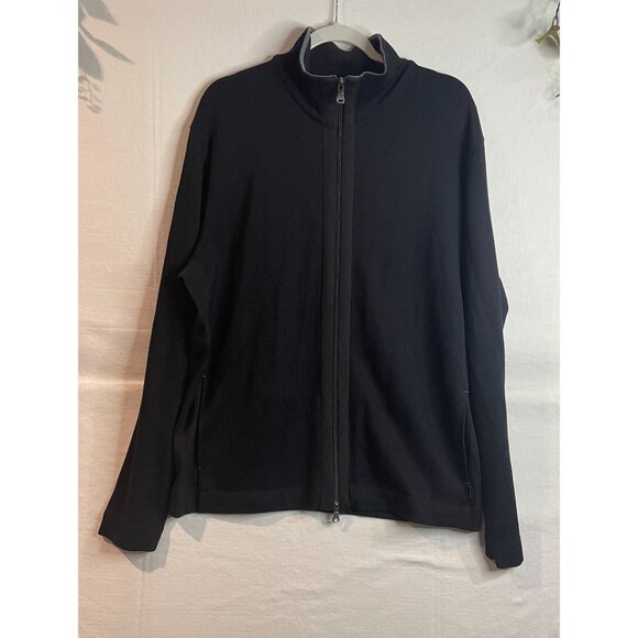 Hugo Boss Black Full-Zip Cotton Jacket With High Collar & Dual Zippers Size XL - Picture 1 of 14